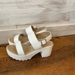 White chunky sandals